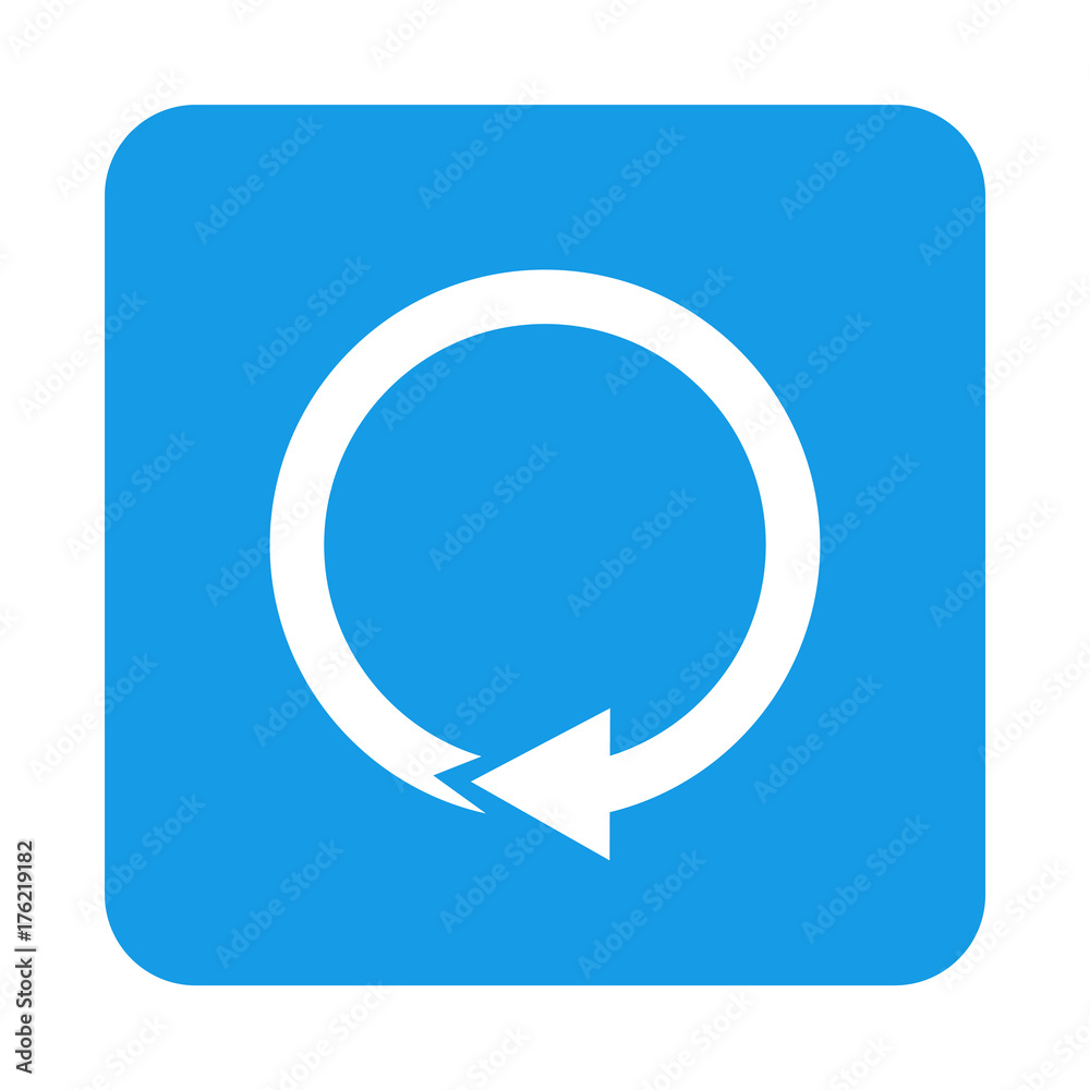 Icono plano flecha circular en cuadrado azul Icono plano flecha circular en cuadrado azul