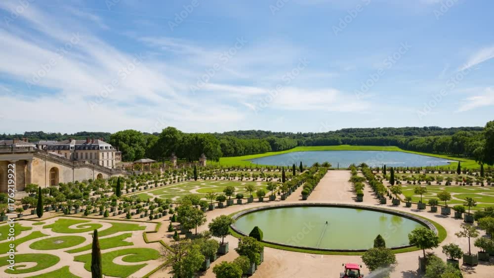 The Palace of Versailles and Garden daytime timelapse, France The Palace of Versailles and Garden daytime timelapse, France