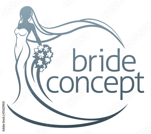 Bride Silhouette Flower Bouquet Concept