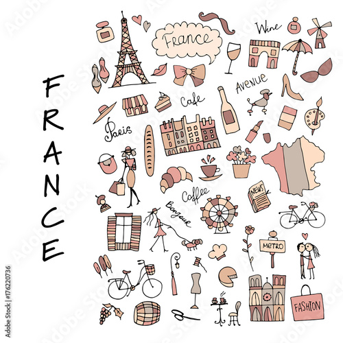 France, icons collection. Sketch for your design