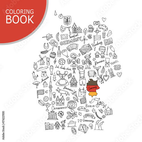 Germany map, icons set. Sketch for your design