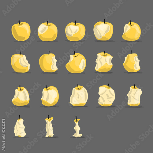 Stages of eating apple, sketch for your design