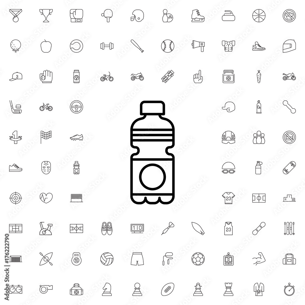 Bottle icon. set of outline sport icons.
