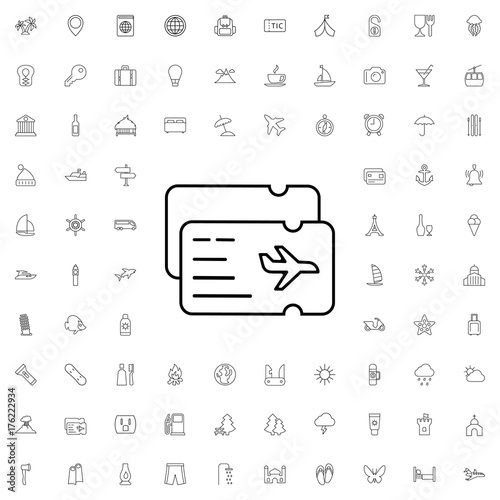 Air ticket icon. set of outline tourism icons.