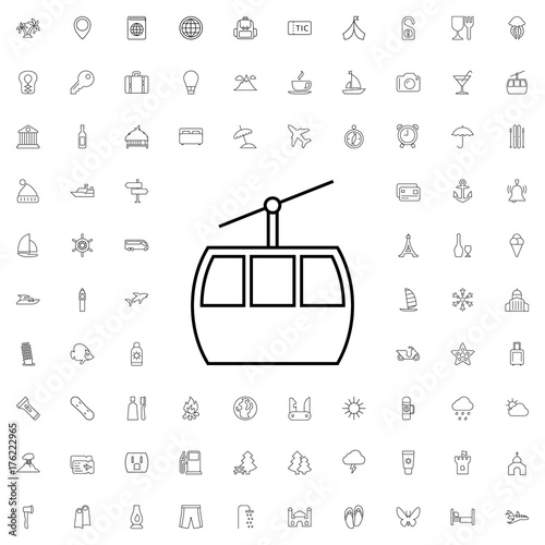 Cable car icon. set of outline tourism icons.