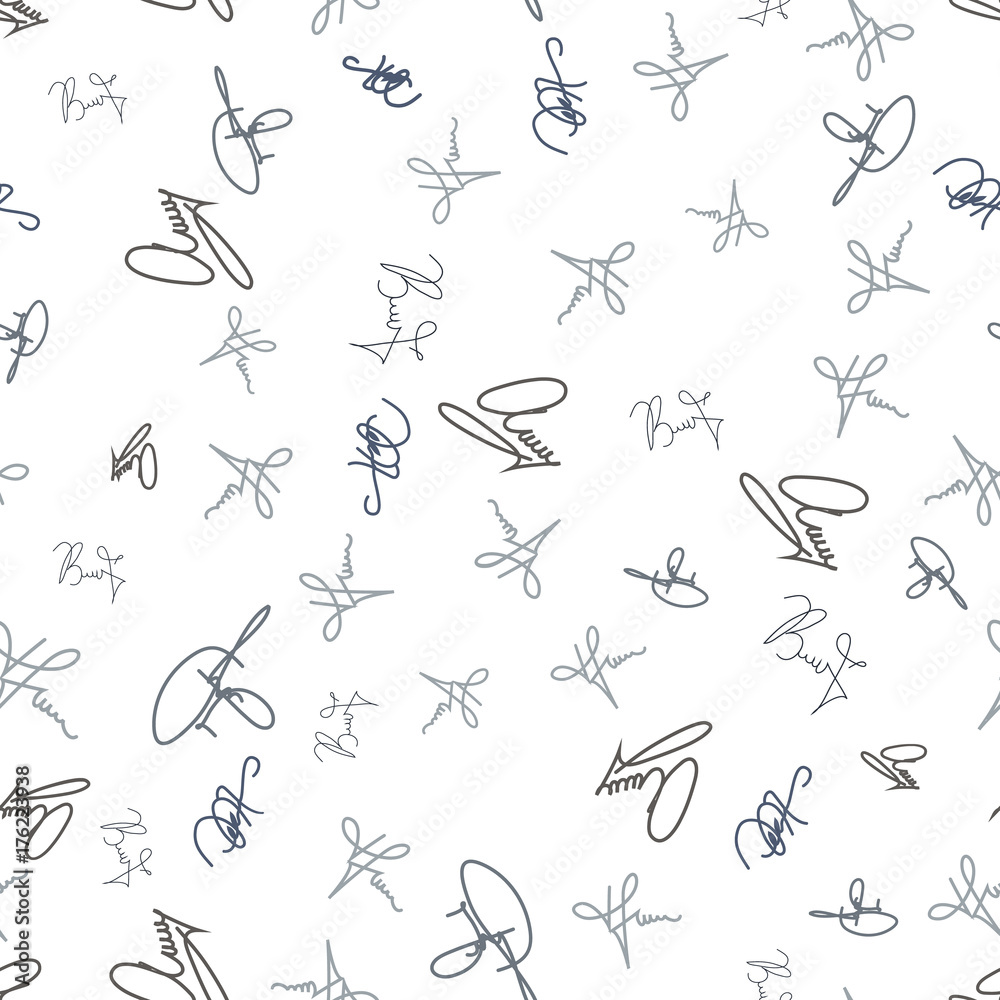 Seamless pattern in the form of signatures. Seamless pattern in the form of signatures.