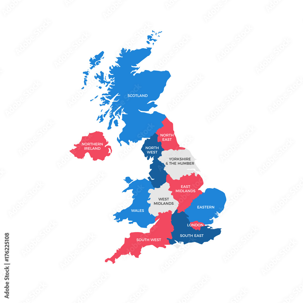 Obraz premium United Kingdom Regions Map
