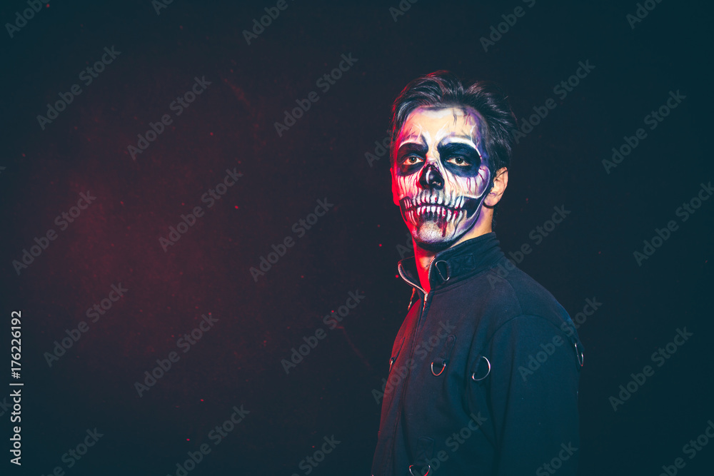 halloween scary skeleton man portrait