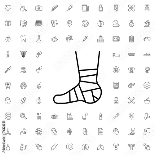 Bandaged leg icon. set of outline medicine icons.