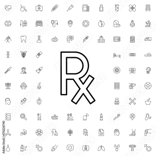 X ray icon. set of outline medicine icons.