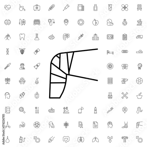 Bandaged leg icon. set of outline medicine icons.