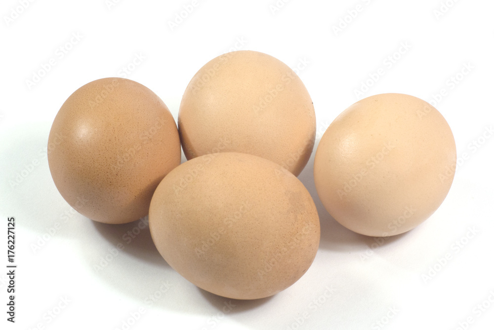 Close-up four eggs isolated on white background with clipping path. Close-up four eggs isolated on white background with clipping path.