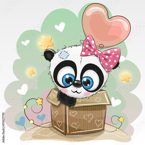 Fototapeta Naklejka Na Ścianę i Meble -  Cute Panda and a balloon
