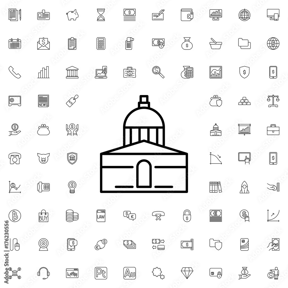 Church icon. set of outline finance icons.