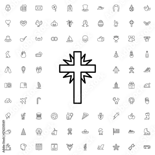 Christian cross icon. set of outline holiday icons.