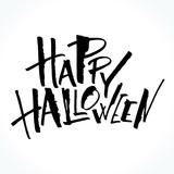 Happy Halloween lettering. Handwritten modern calligraphy, brush painted letters. Vector illustration. Template for banners, posters, flyers, greeting cards or photo overlays.
