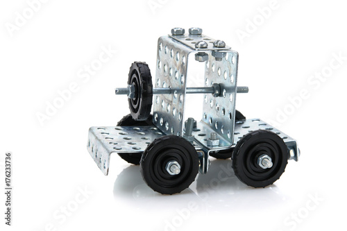 truck tractor toy - metal kit for construction isolated on white background