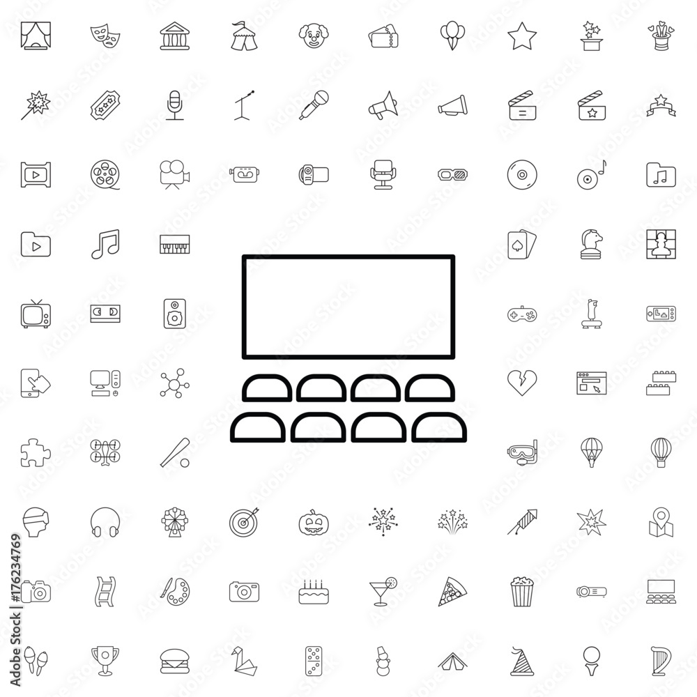 Cinema hall icon. set of outline entertainment icons. Stock Vector Adobe Stock