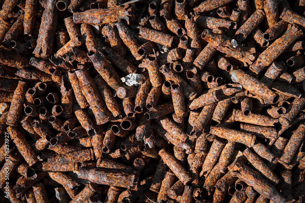Background rusty shells from the machine gun Background rusty shells from the machine gun