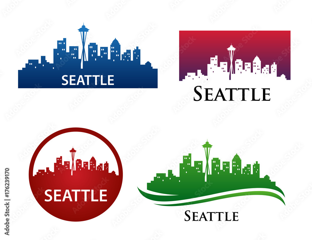 Seattle City Skyline Logo Template