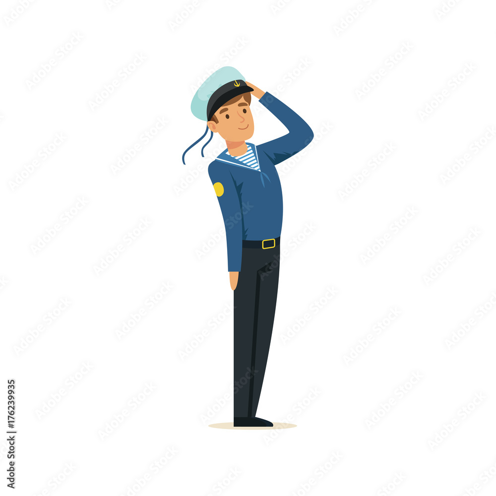 Sailor man character in blue uniform saluting vector Illustration Sailor man character in blue uniform saluting vector Illustration