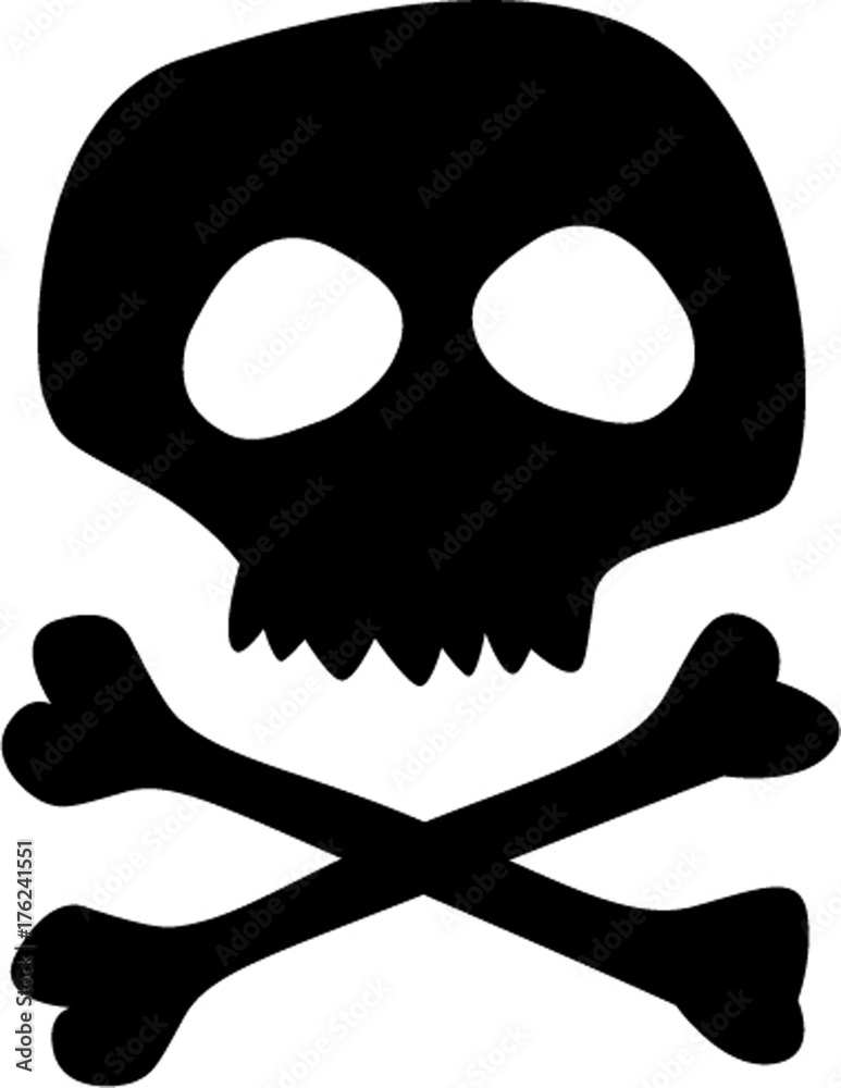 Black silhouette of skull isolated on white background . Icon, clip art ...