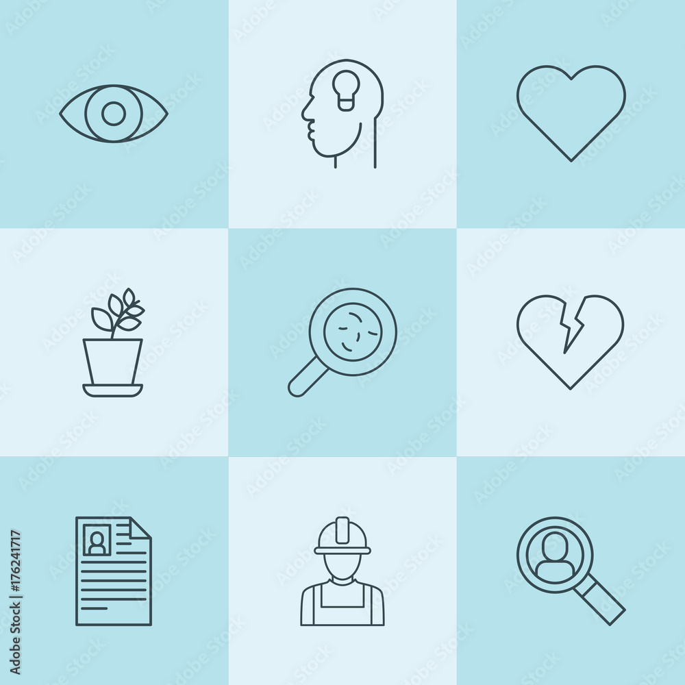 Set of 9 human outline icons
