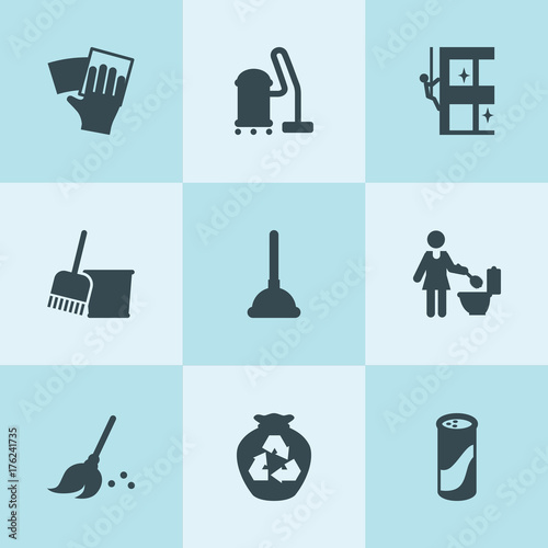 Set of 9 cleaner filled icons