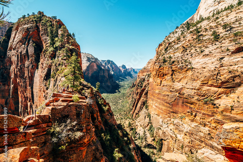 amazing view of angels landing hike in zion national park, utah