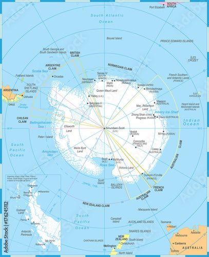Antarctic region Map - Vector Illustration photo