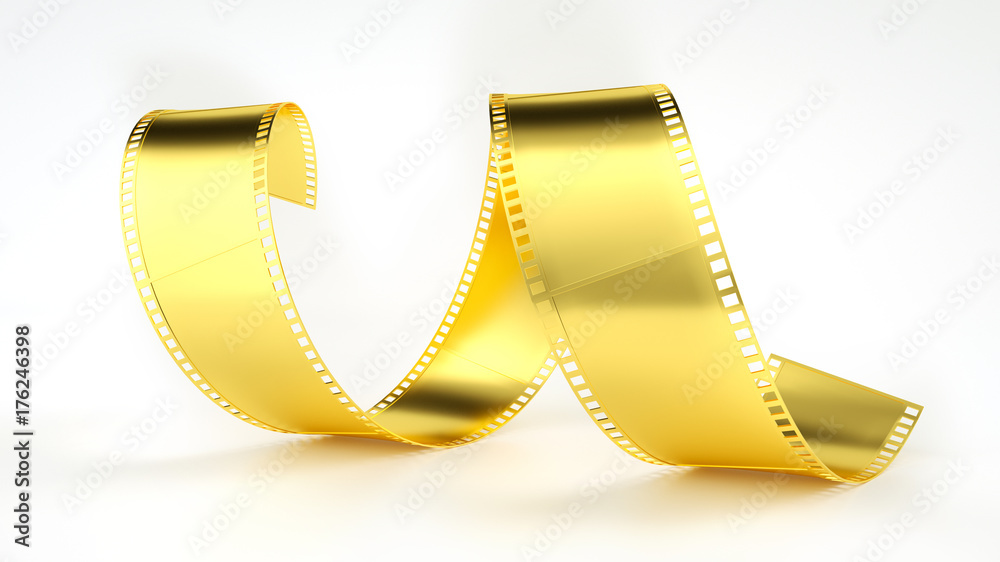 Film negative in gold - 3D rendering