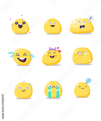 Vector set of cute Christmas emoji characters. Flat style.
