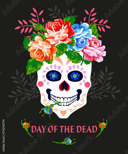 Day of the dead invitation vector poster. Dia de los muertos.