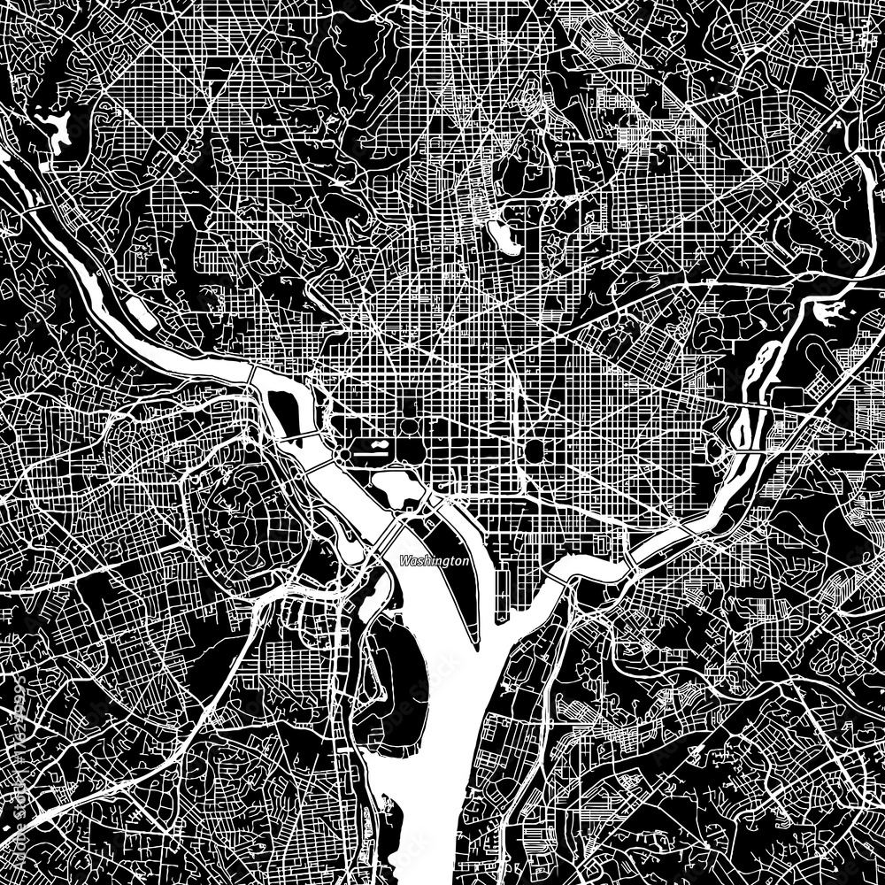 Washington, District of Columbia. Downtown vector map.