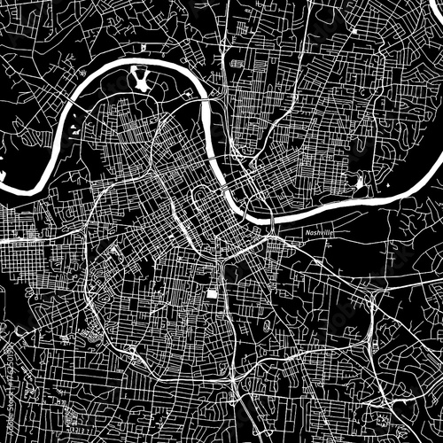 Nashville, Tennessee. Downtown vector map.