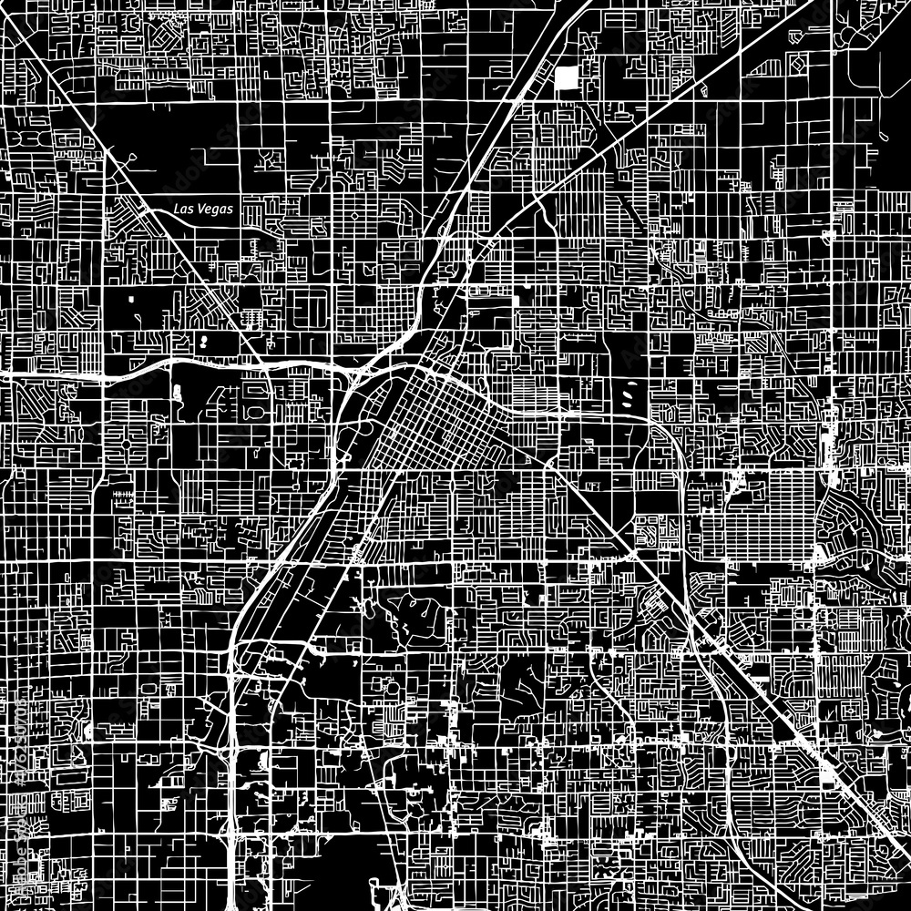 Las Vegas Downtown Map, Digital Vector