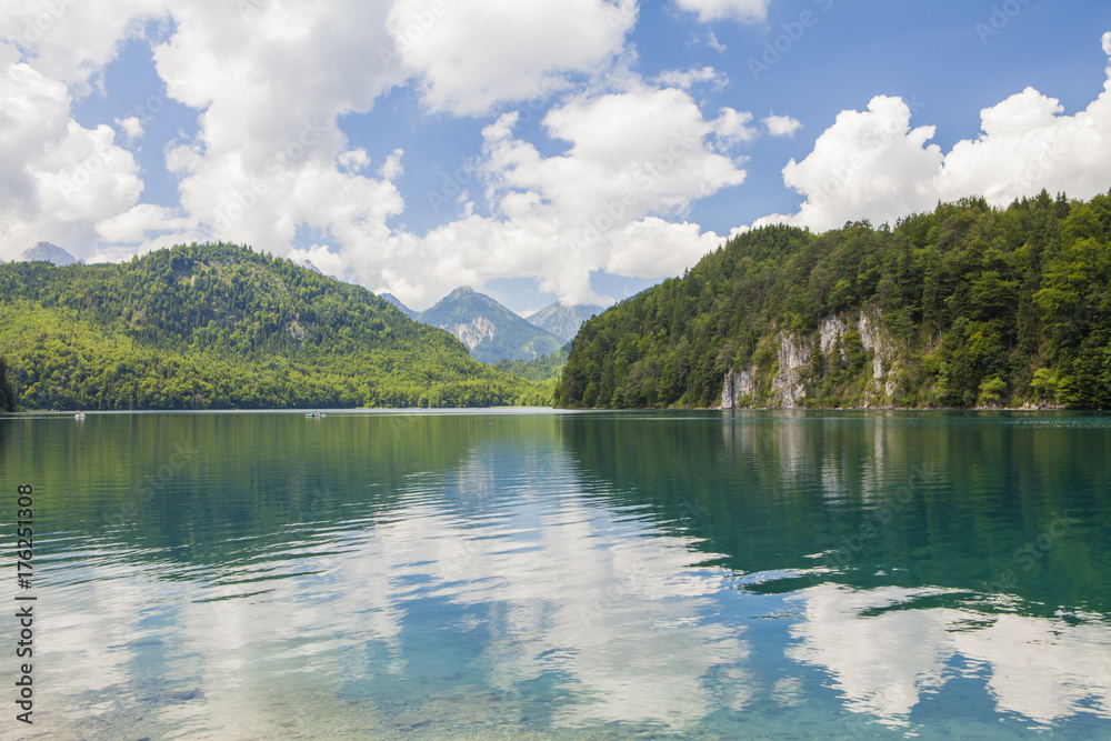 Alpine lake. Landscape of a beautiful lake in the Alps, Bavaria, Germany Alpine lake. Landscape of a beautiful lake in the Alps, Bavaria, Germany