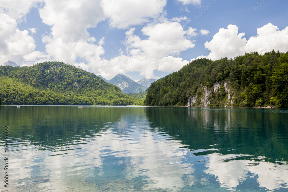 Alpine lake. Landscape of a beautiful lake in the Alps, Bavaria, Germany