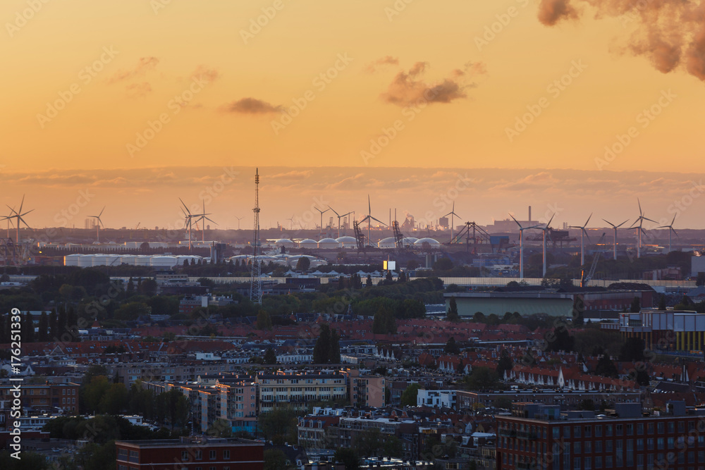 Industrial cityscape of Amsterdam