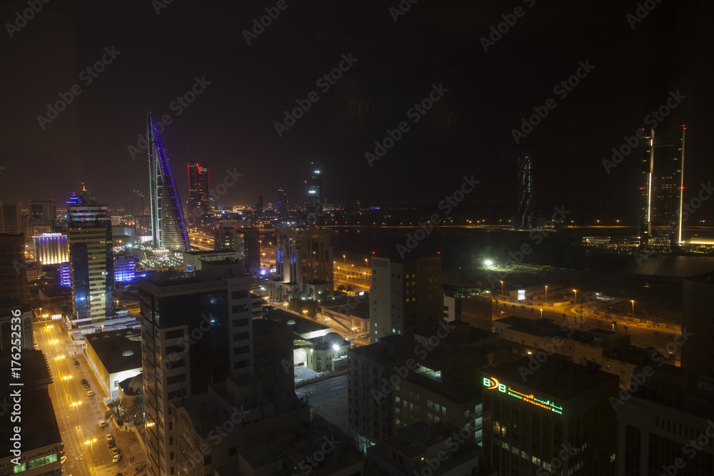 Night skyline of Manama, the Capital city of Bahrain