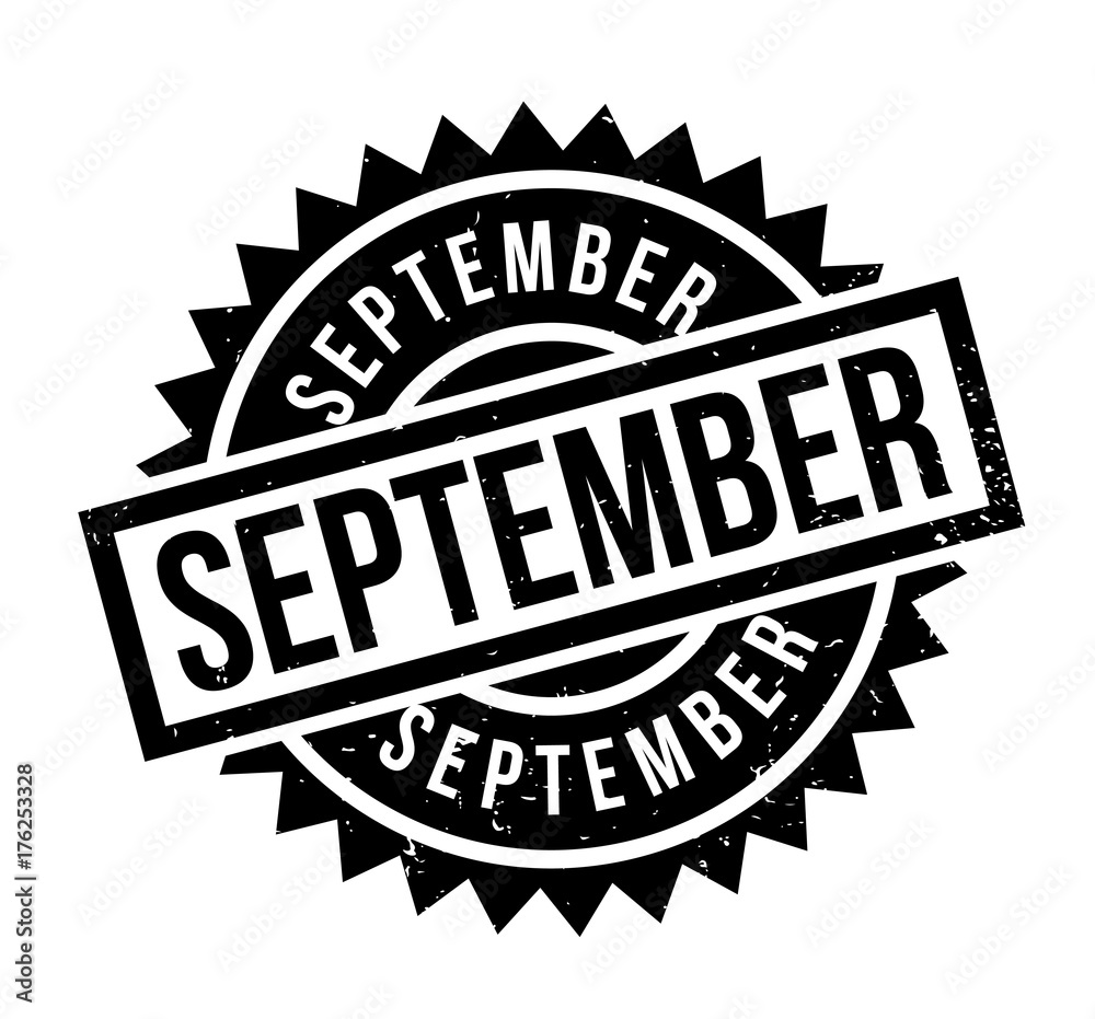 September rubber stamp. Grunge design with dust scratches. Effects can be easily removed for a clean, crisp look. Color is easily changed. September rubber stamp. Grunge design with dust scratches. Effects can be easily removed for a clean, crisp look. Color is easily changed.