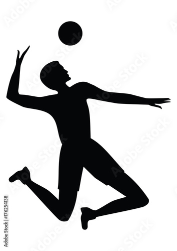 volleyball - basketball - man jumping with ball - sketch - isolated on white background -art creative vector