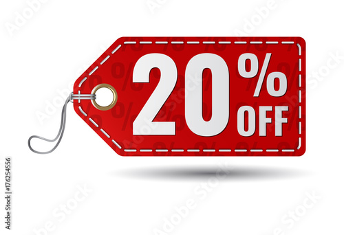 Twenty percent off sale. 20% sale tag