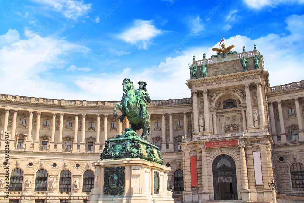 Equestrian statue of Prince Eugene of Savoy in front of the National Library of Austria in Vienna