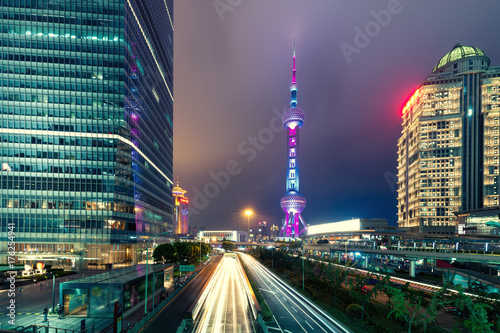 Photography Shanghai skyline cityscape, View of shanghai at Lujiazui finance and business di