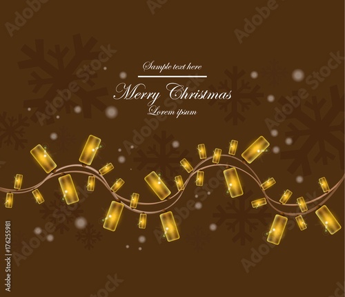 Christmas card with lights Vector. Brown color backgrounds