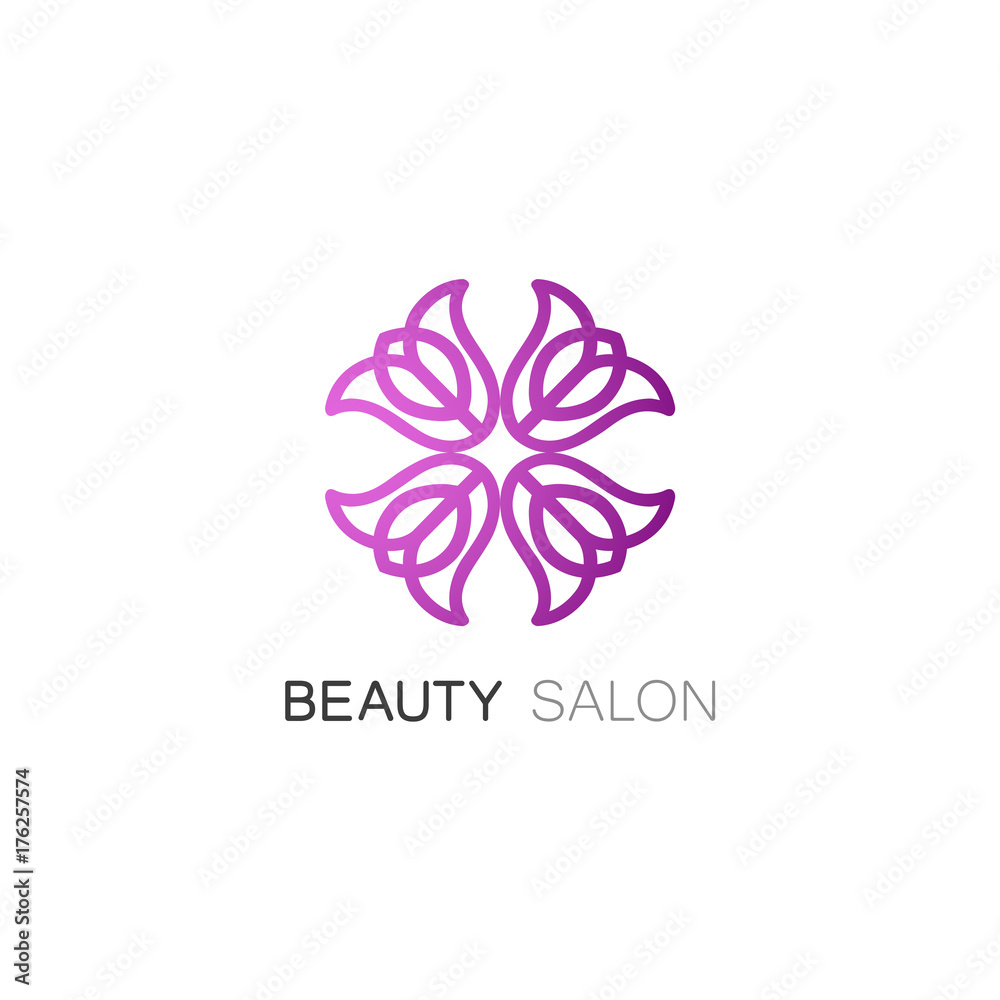 Vector logo design template and abstract floral emblem in flat linear style - emblem for fashion, beauty and jewelry industry, Vector logo design template and abstract floral emblem in flat linear style - emblem for fashion, beauty and jewelry industry,