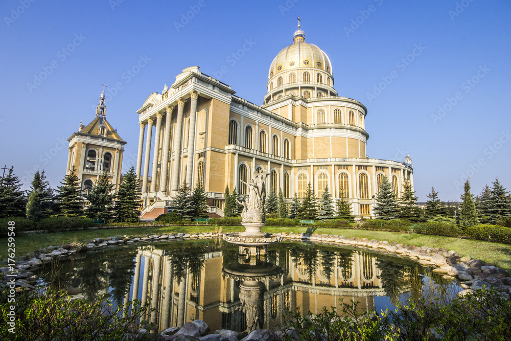 Basilica of Our Lady of Lichen, a Roman Catholic church dedicated to Our Lady of Sorrows, Queen of Poland. One of the tallest and largest churches in the world