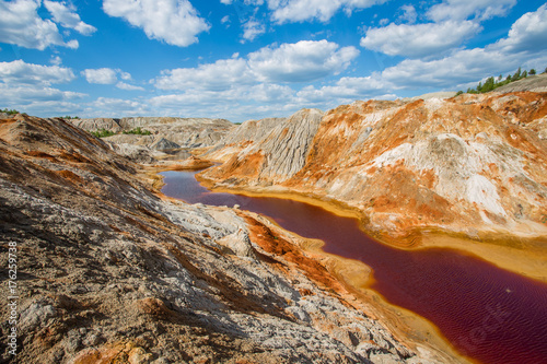 Amazing kaoline china stone abandoned quarry open pit mine photo