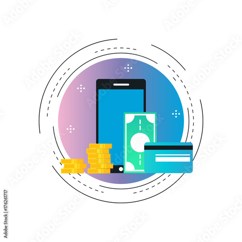 Mobile payment gradient color vector illustration design. Online mobile payments, m-banking icon design for web banners and apps